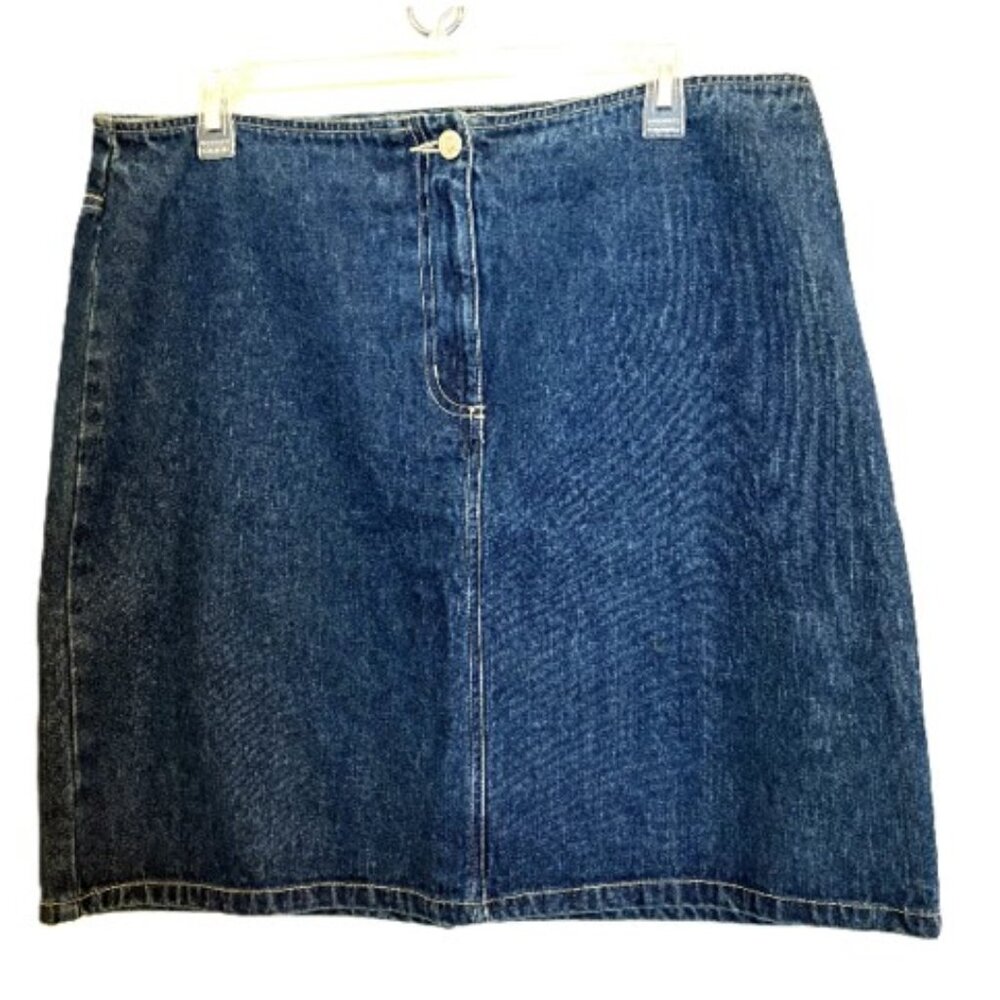 Y2K Vintage True Blue Denim A-Line 20" Mini Skirt Sz 14